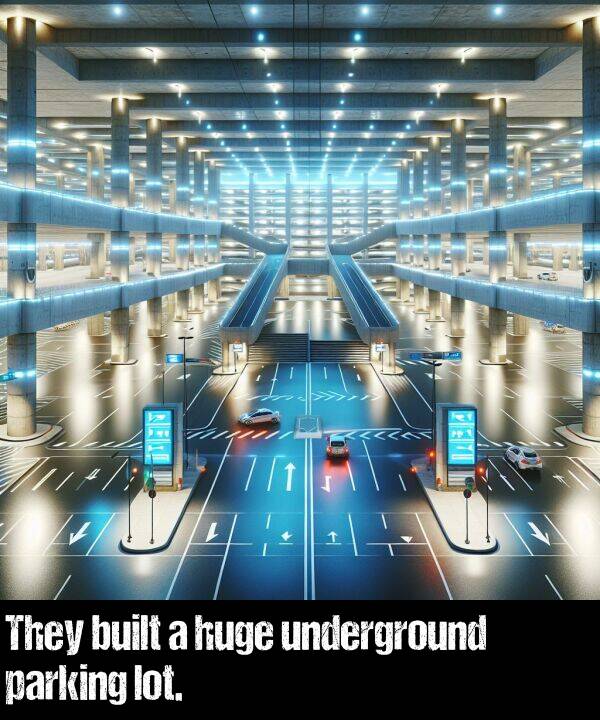 built: They built a huge underground parking lot.