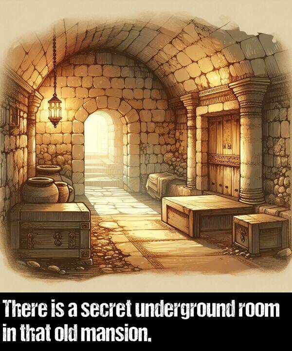 old: There is a secret underground room in that old mansion.