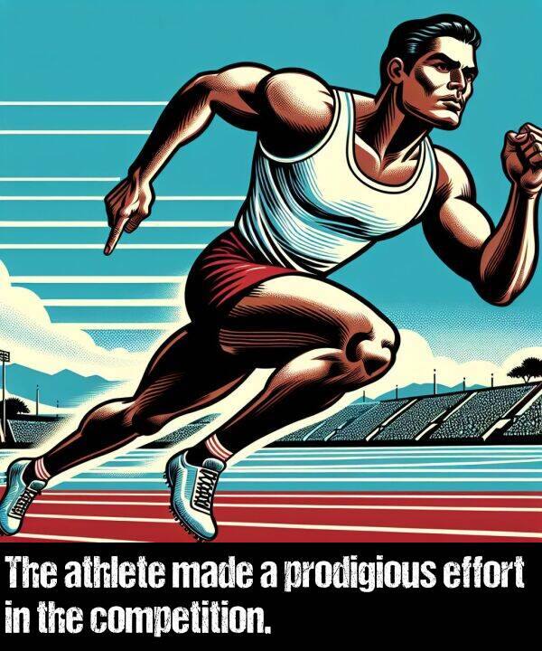 made: The athlete made a prodigious effort in the competition.
