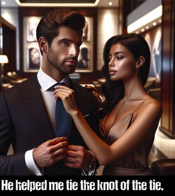 knot: He helped me tie the knot of the tie.