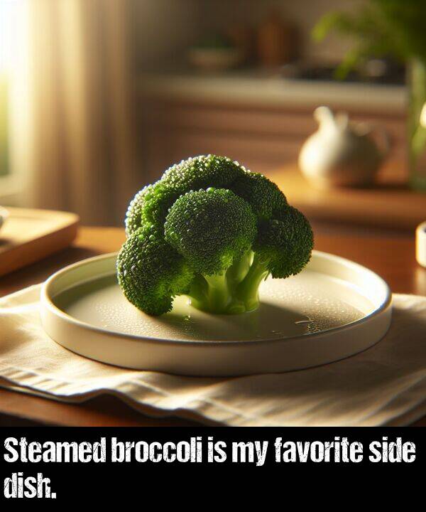 broccoli: Steamed broccoli is my favorite side dish.