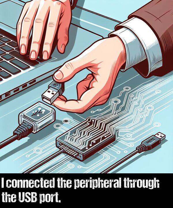 through: I connected the peripheral through the USB port.