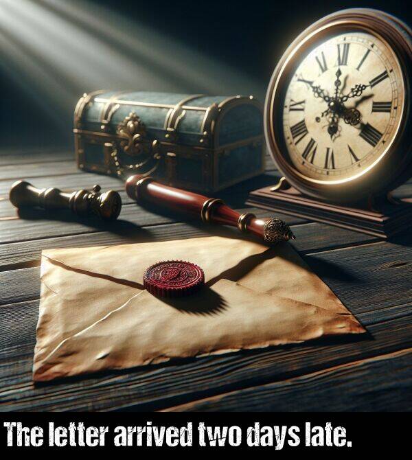 letter: The letter arrived two days late.