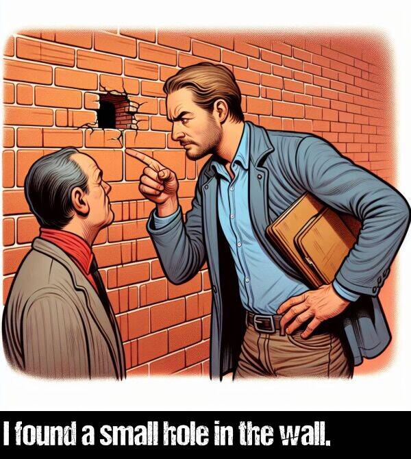 the: I found a small hole in the wall.