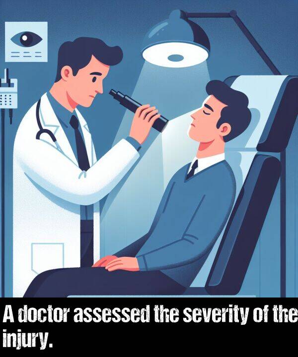 severity: A doctor assessed the severity of the injury.