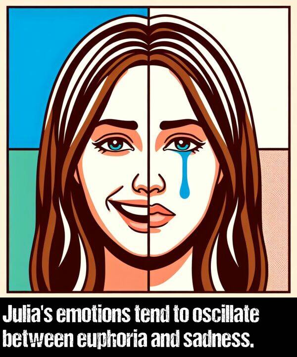 sadness: Julia's emotions tend to oscillate between euphoria and sadness.