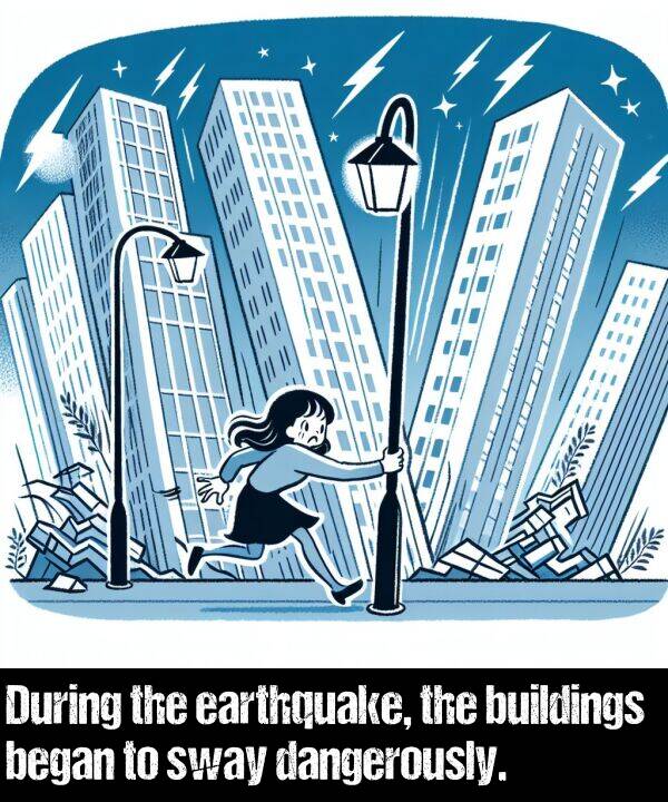 began: During the earthquake, the buildings began to sway dangerously.