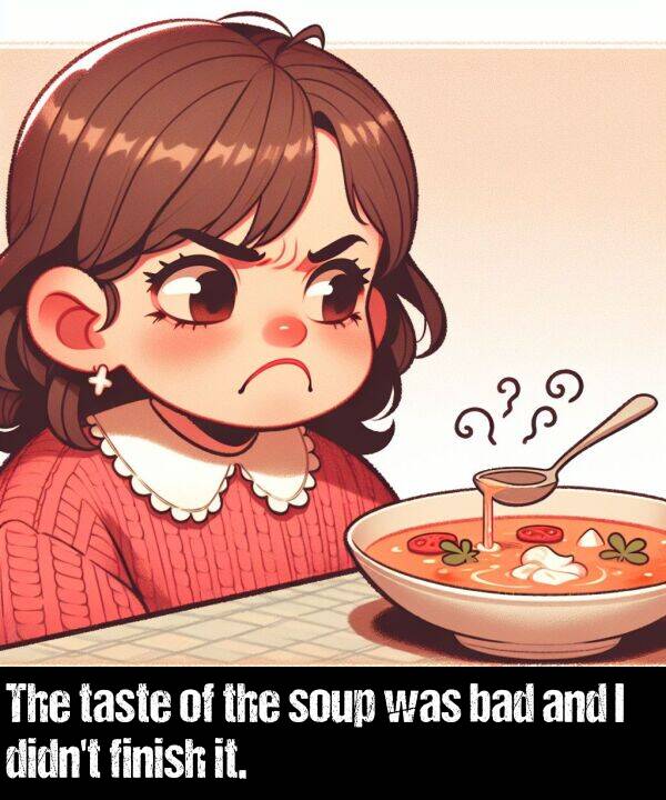 taste: The taste of the soup was bad and I didn't finish it.