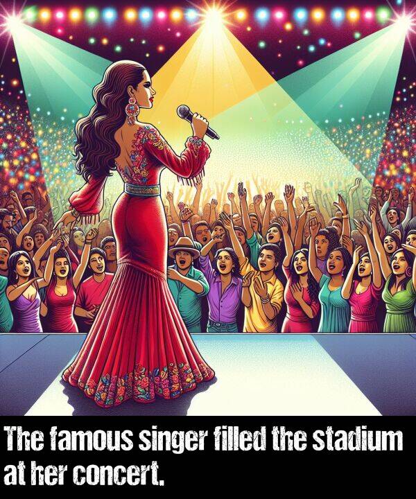 famous: The famous singer filled the stadium at her concert.