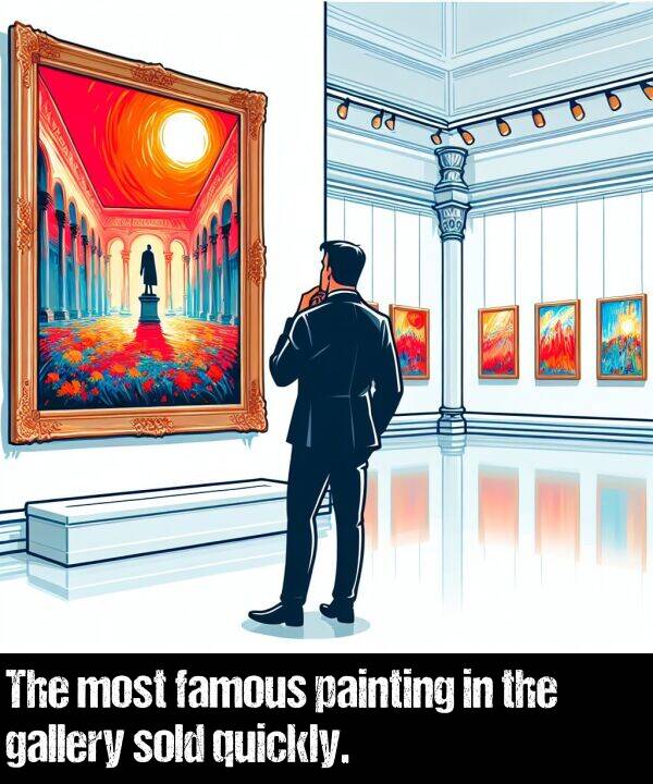 quickly: The most famous painting in the gallery sold quickly.
