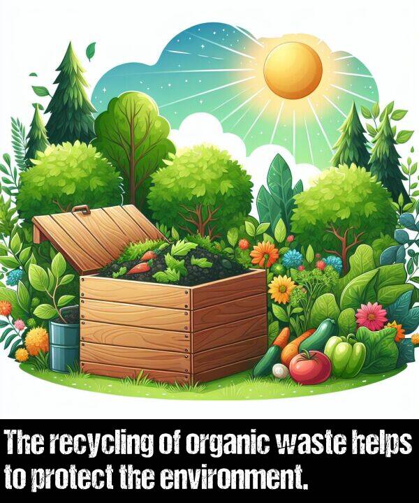 waste: The recycling of organic waste helps to protect the environment.