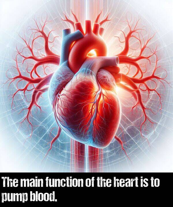 blood: The main function of the heart is to pump blood.
