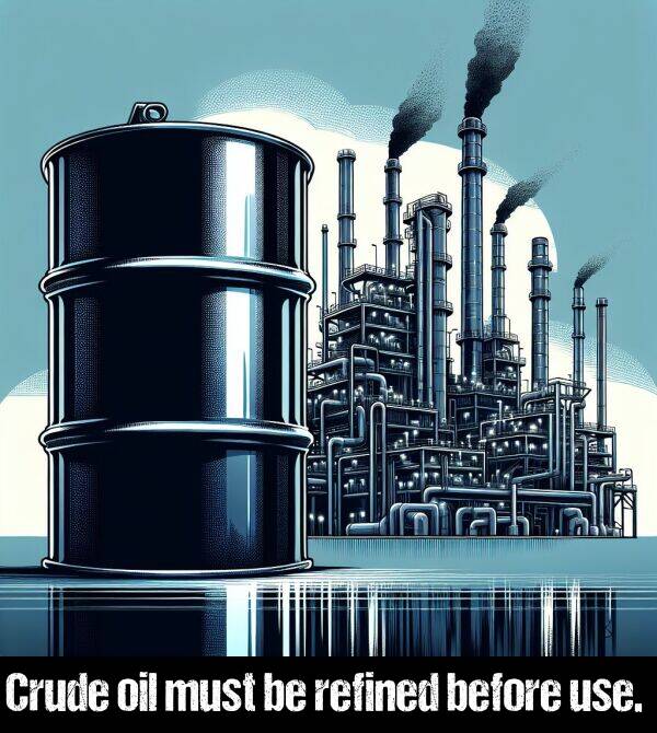 before: Crude oil must be refined before use.