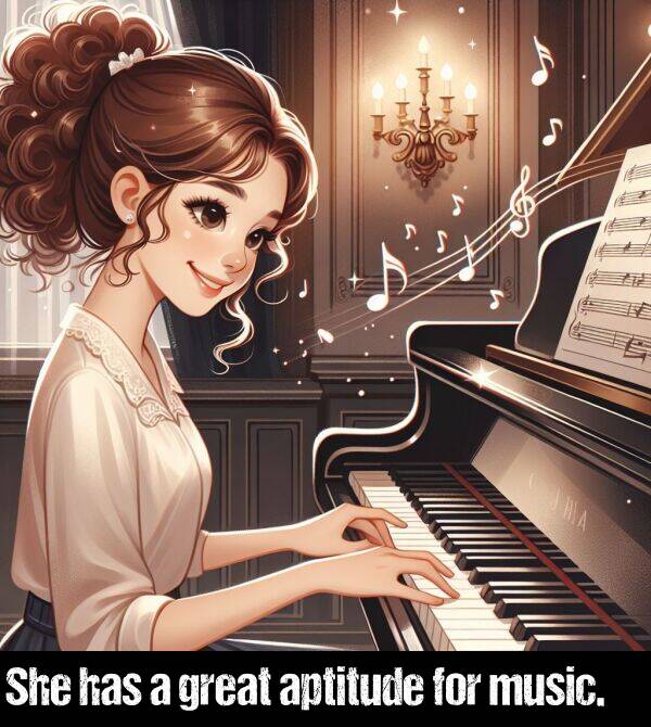 has: She has a great aptitude for music.