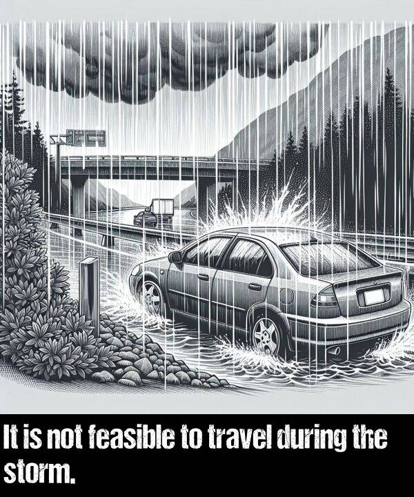 not: It is not feasible to travel during the storm.