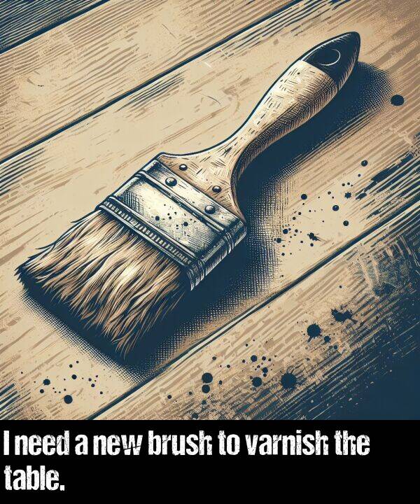 new: I need a new brush to varnish the table.
