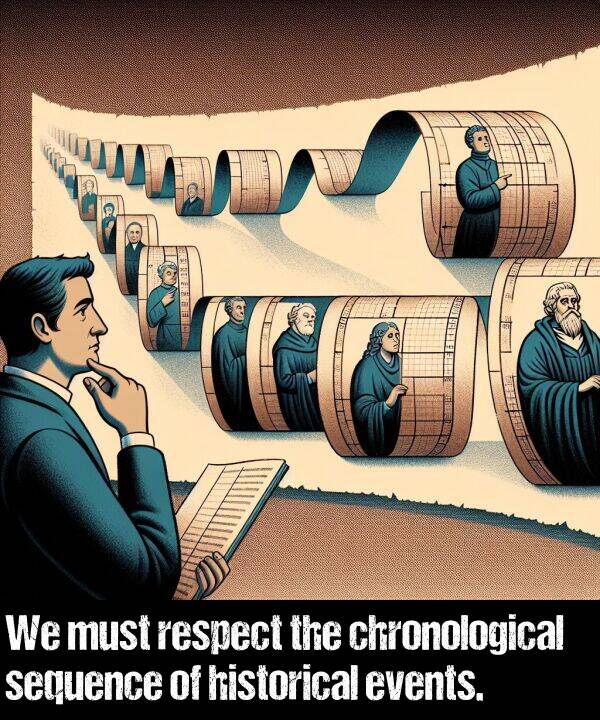 respect: We must respect the chronological sequence of historical events.