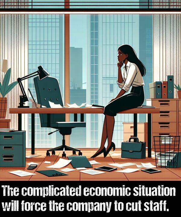 economic: The complicated economic situation will force the company to cut staff.