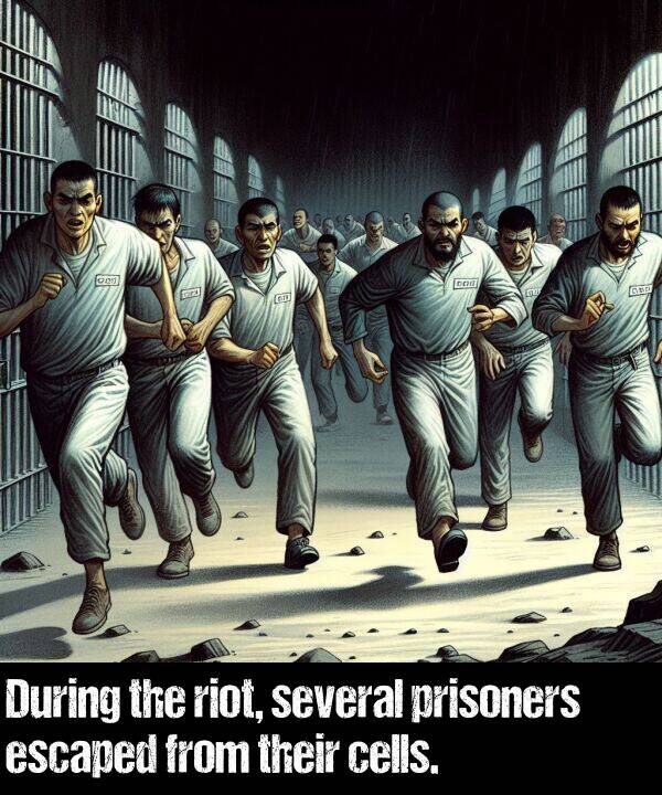 their: During the riot, several prisoners escaped from their cells.