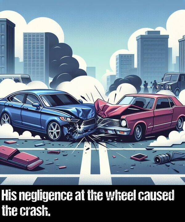 negligence: His negligence at the wheel caused the crash.