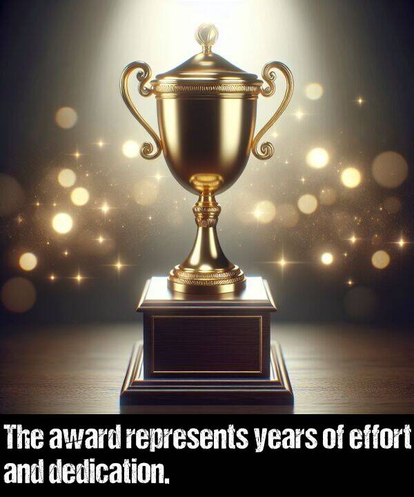 years: The award represents years of effort and dedication.