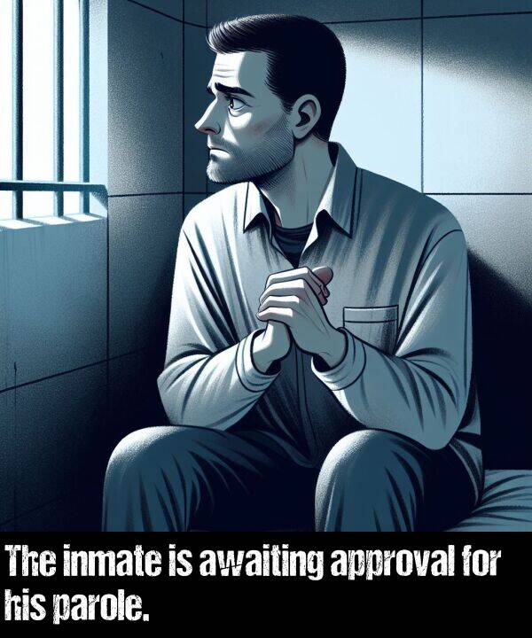 his: The inmate is awaiting approval for his parole.