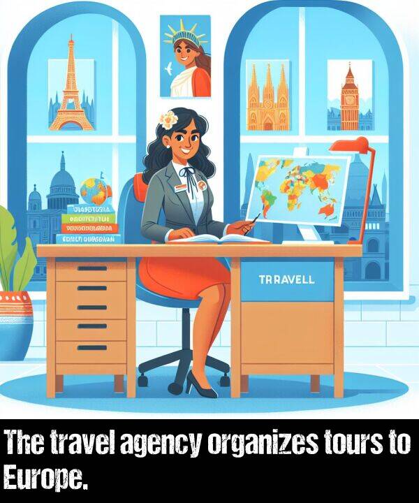 tours: The travel agency organizes tours to Europe.