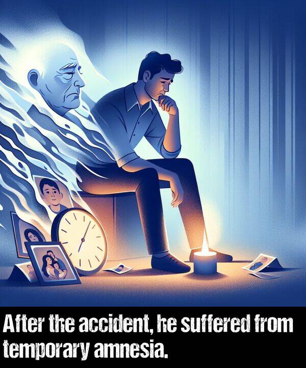 temporary: After the accident, he suffered from temporary amnesia.
