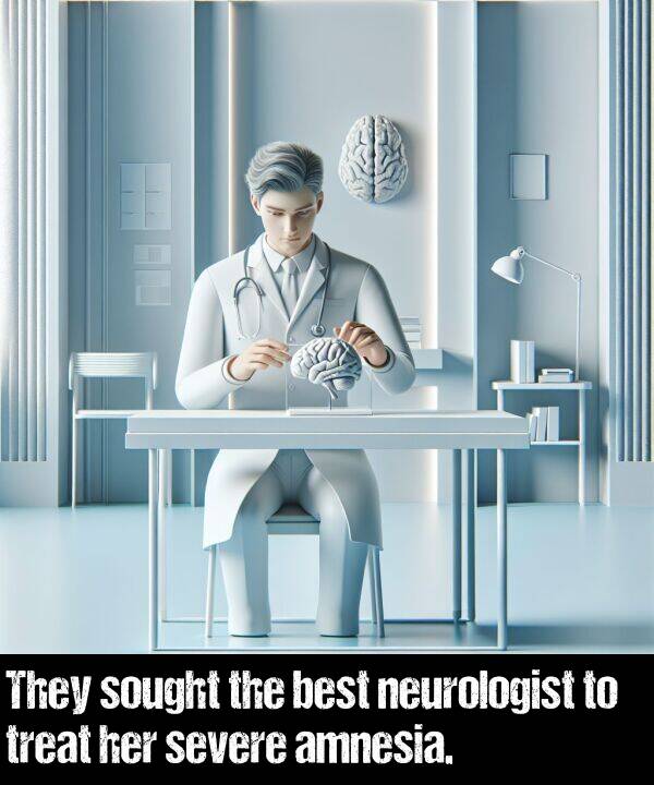 best: They sought the best neurologist to treat her severe amnesia.