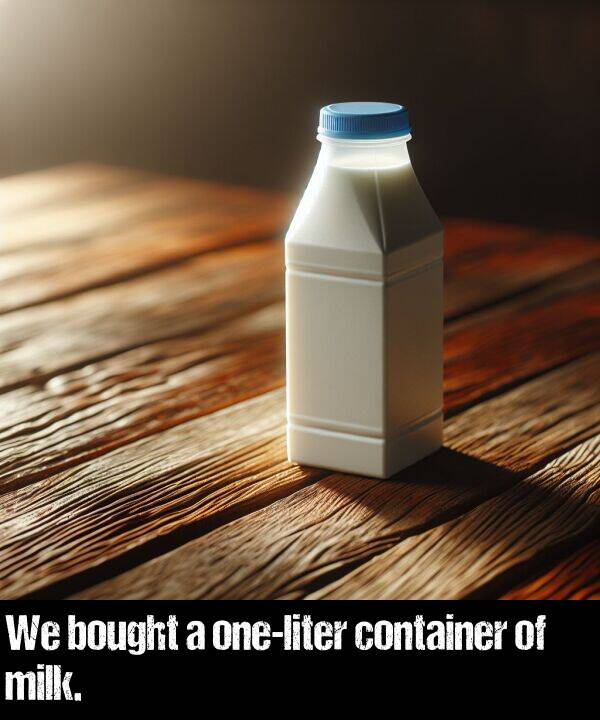 bought: We bought a one-liter container of milk.