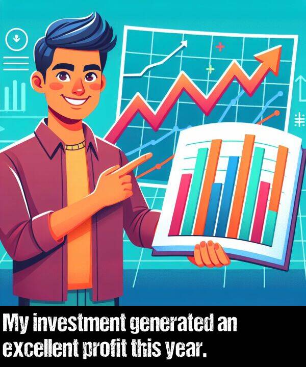 generated: My investment generated an excellent profit this year.