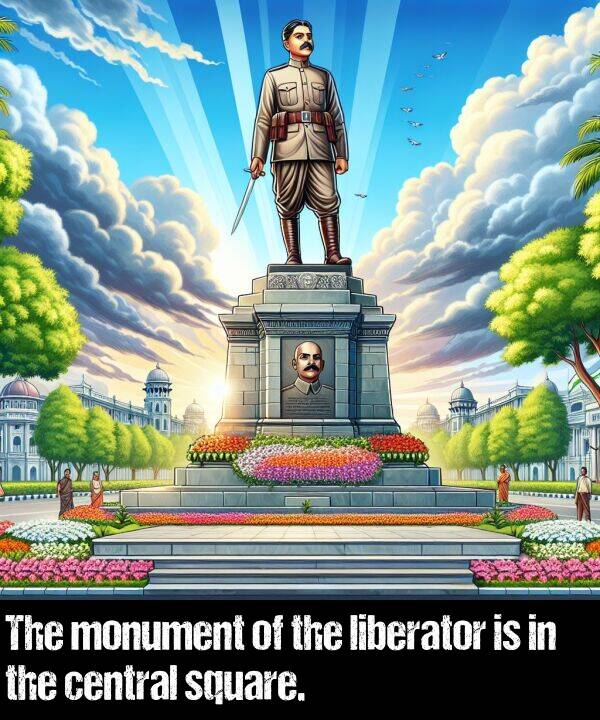 central: The monument of the liberator is in the central square.