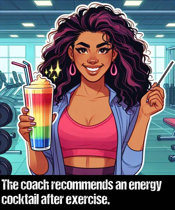after: The coach recommends an energy cocktail after exercise.