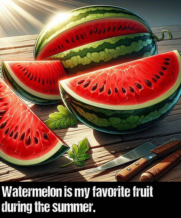 favorite: Watermelon is my favorite fruit during the summer.