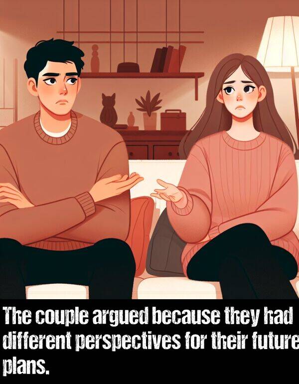 because: The couple argued because they had different perspectives for their future plans.