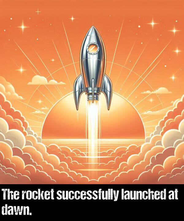 launched: The rocket successfully launched at dawn.