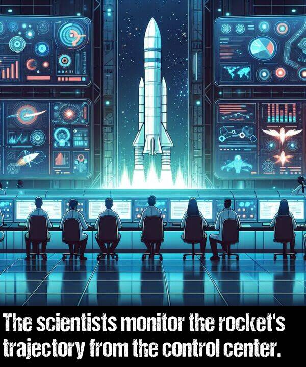 scientists: The scientists monitor the rocket's trajectory from the control center.