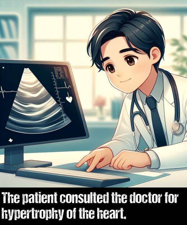 patient: The patient consulted the doctor for hypertrophy of the heart.