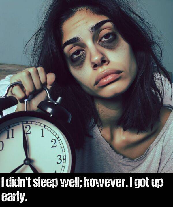 however: I didn't sleep well; however, I got up early.
