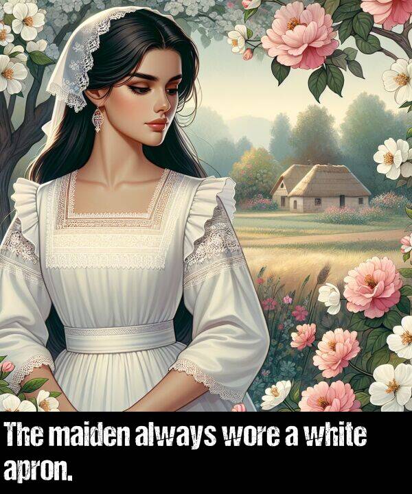 white: The maiden always wore a white apron.