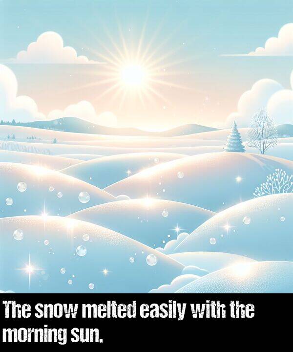 with: The snow melted easily with the morning sun.