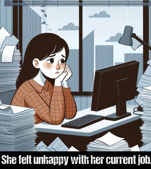with: She felt unhappy with her current job.