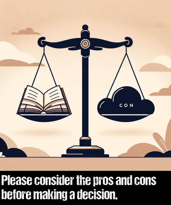 before: Please consider the pros and cons before making a decision.