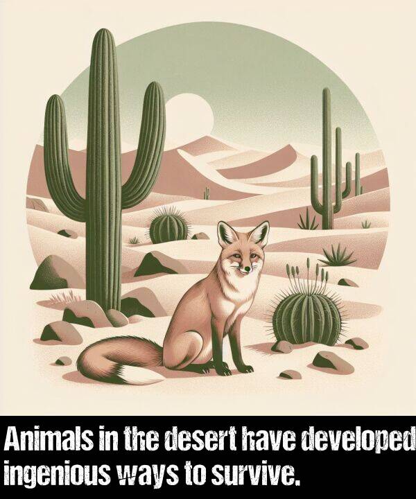 ways: Animals in the desert have developed ingenious ways to survive.