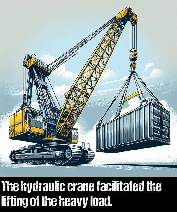 load: The hydraulic crane facilitated the lifting of the heavy load.