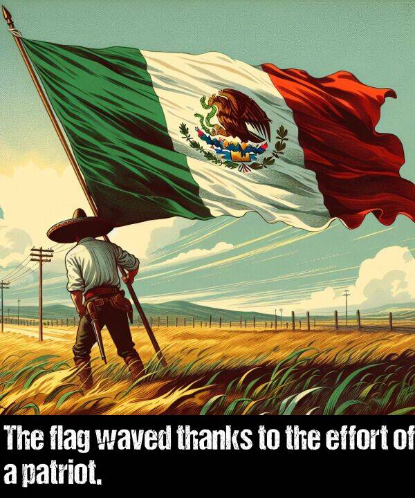 patriot: The flag waved thanks to the effort of a patriot.
