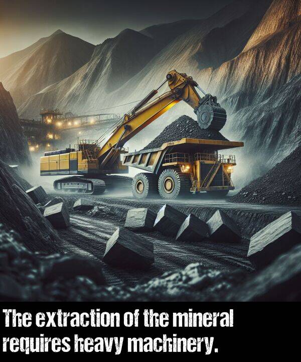 heavy: The extraction of the mineral requires heavy machinery.