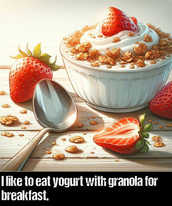like: I like to eat yogurt with granola for breakfast.