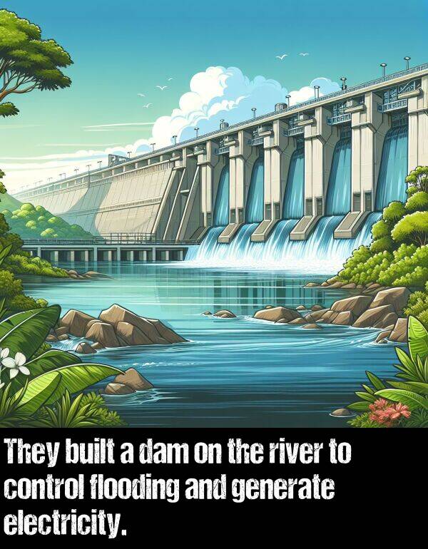 built: They built a dam on the river to control flooding and generate electricity.