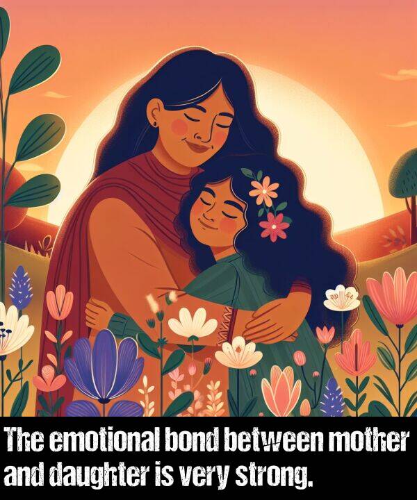 bond: The emotional bond between mother and daughter is very strong.